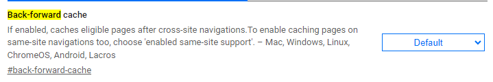 Chrome Flags Back-Forward Cache