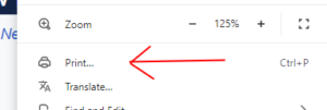Google Chrome Print Option