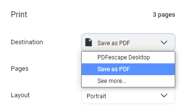 Google Chrome Save as PDF