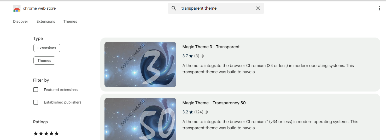 Google Chrome Transparant Theme