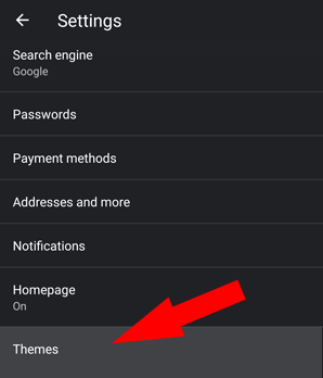 Android google chrome dark mode