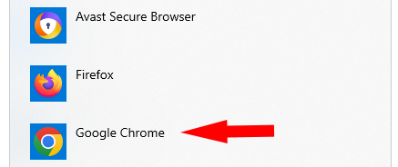 choose chrome in windows settings