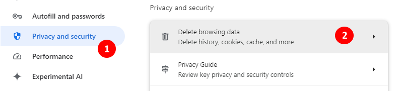 delete browsing data