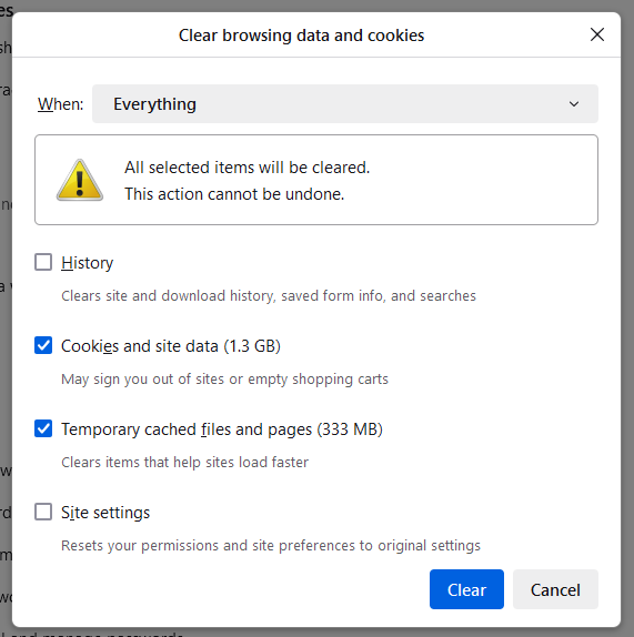 clear cache and cookies to solve slowness