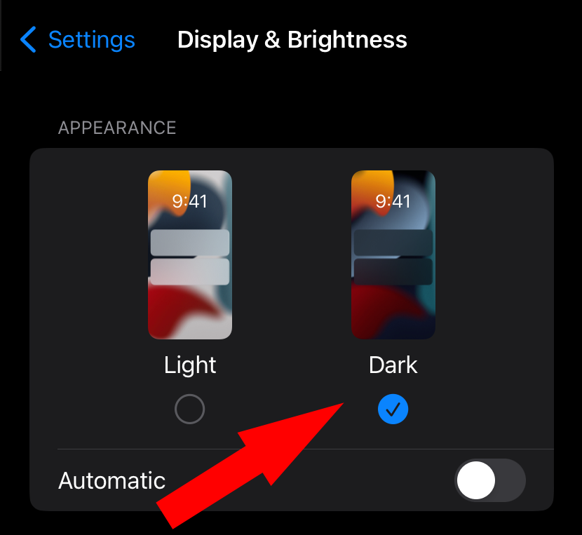 ios dark mode