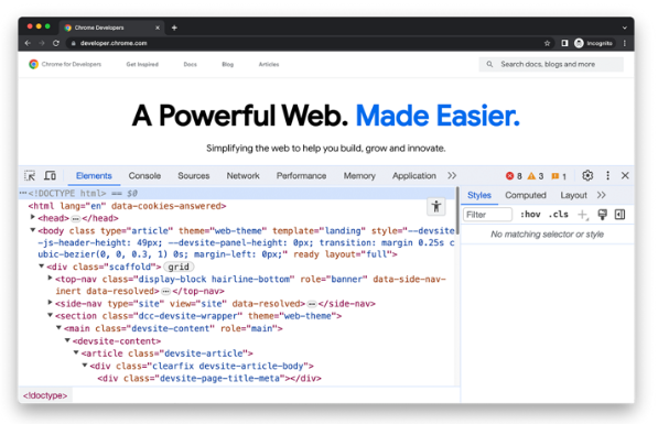 Advanced Developer Tools in Google Chrome